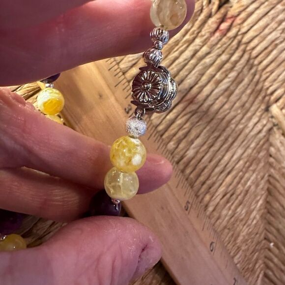 One of a Kind Rain Flower Jade Mattix Turquoise & Genuine Rock Crystal Necklace - Picture 6 of 6